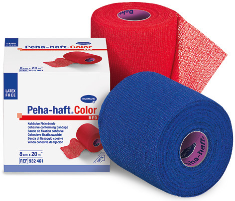 Hartmann Peha-haft&reg; Color latexfrei 6 cm, blau, gedehnt 20 m lang, einzeln in Faltschachteln