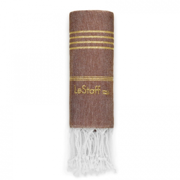 9F7CB6A4-101E-4975-B9E0-62797905CC29_Picture-1-600x600 LeStoff BIO Hamamtuch 121 Brown-Gold Basic 95 x 180 cm