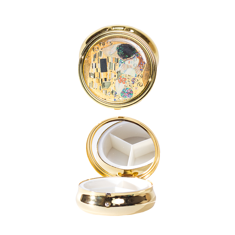 Pillendose3Faecher-Klimt-DerKuss_800x Pillendose Gustav Klimt Rund