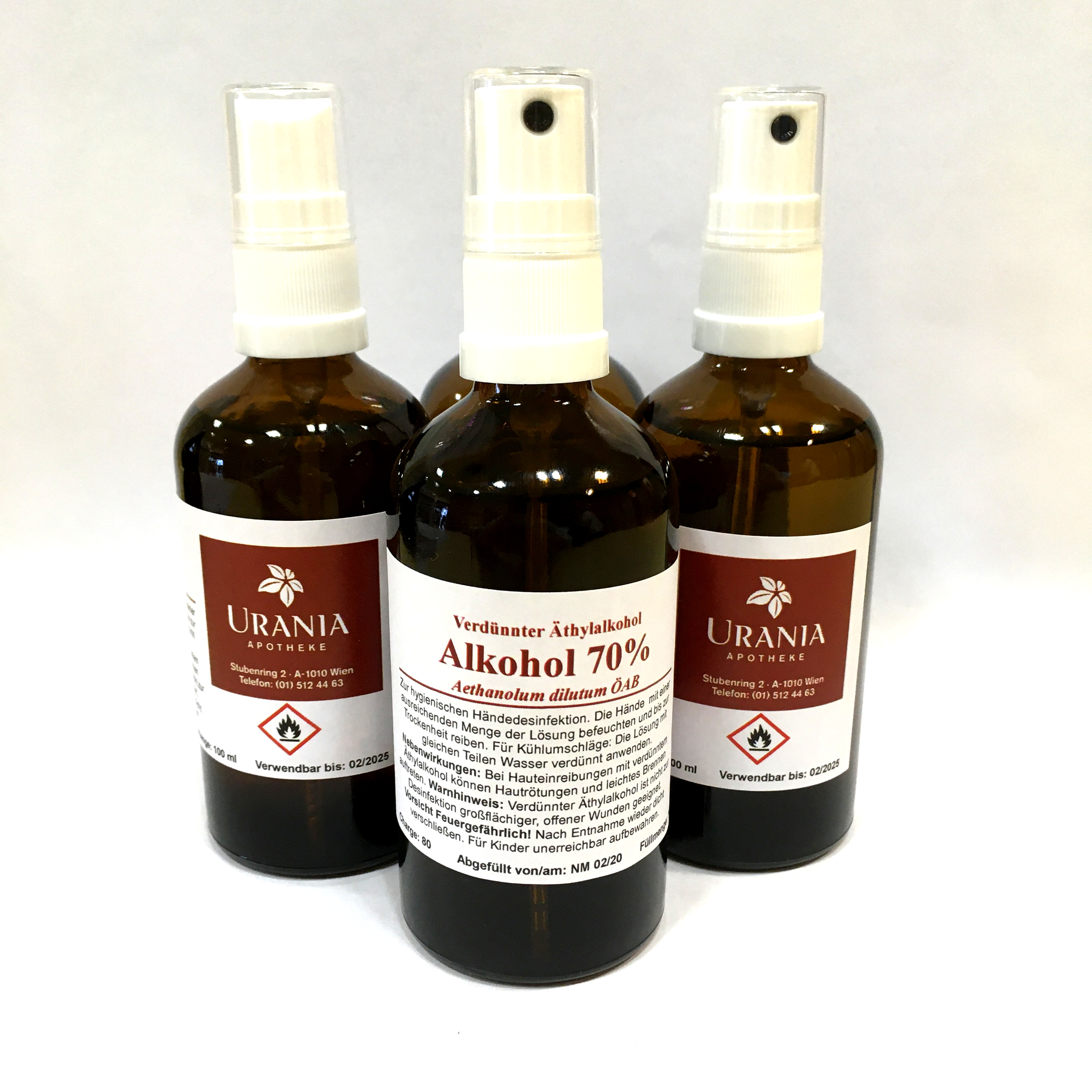 alkohol Urania Apotheke Alkohol 70% 100g mit Sprühkopf
