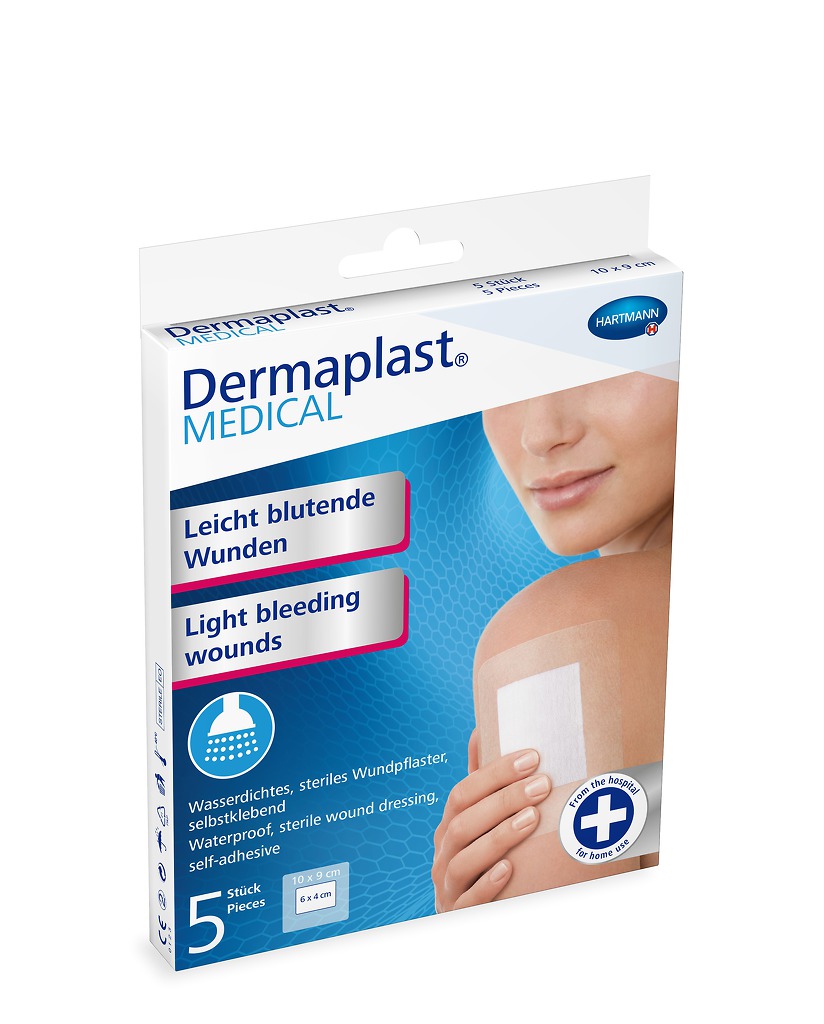 Hartmann Dermaplast&reg; MEDICAL Leicht blutende Wunden (wasserdicht) 10 x 9 cm, 5 wasserdichte, ste