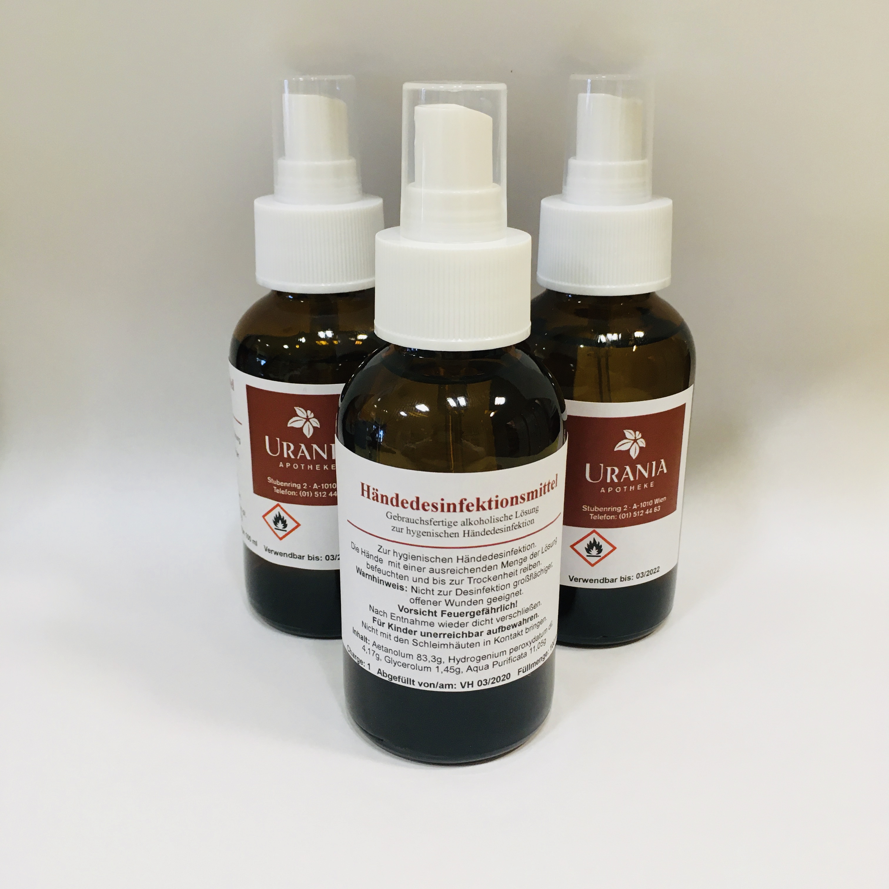 8084580 Urania Apotheke Händedesinfektionsmittel mit Sprühkopf