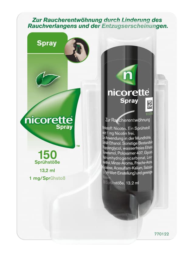 Nicorette Mint Spray 1 mg/Sprühstoß Spray zur Anwendung in der Mundhöhle, Lösung