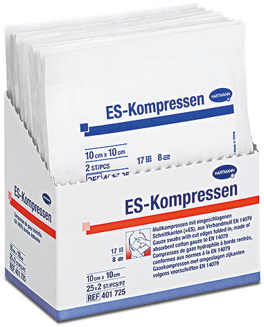 Hartmann ES-Kompressen 7,5x7,5 cm, 12fach; unsteril, im sterilisierbaren Papierbeutel
